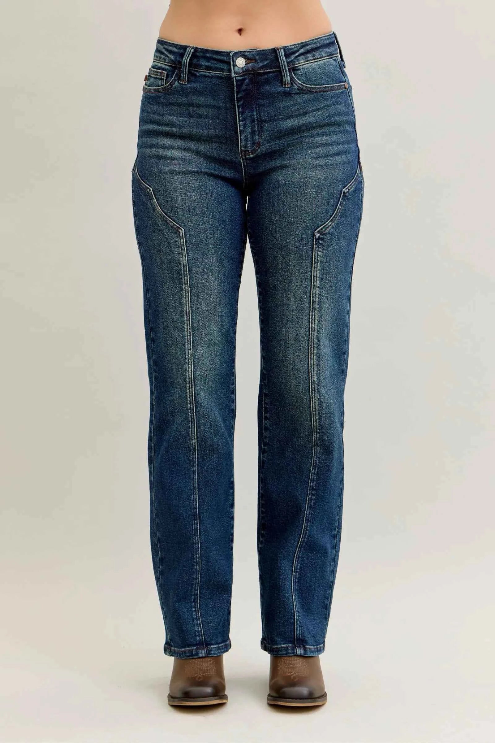Judy Blue Full Size Seam Detail Straight Leg Jeans Plus Size Dark 9d97c75a-2ce7-4b80-8612-0c4647454cad-Max-Origin