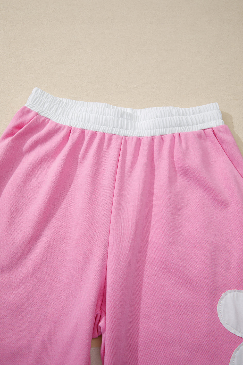 Orchid Bouquet Flower Patched Raw Seam Colorblock Loose Pants Set 9daa98ac61fa5c15