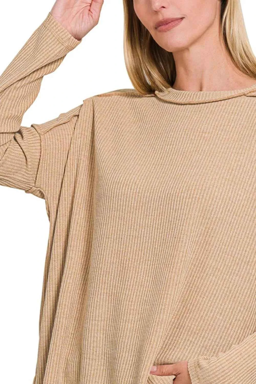 Zenana Ribbed Drop Shoulder Round Neck Sweater 9db2cf4b-bf1f-4523-9977-1f2288749372-Max-Origin