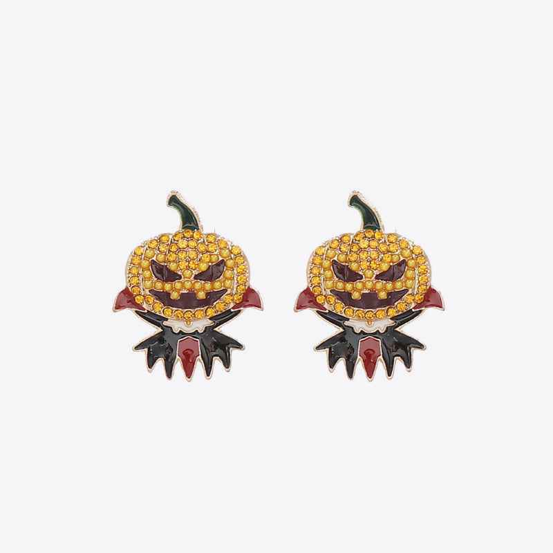 Demon Pumpkin Rhinestone Alloy Earrings Pumpkin One Size 9db7c6c0585b4c5dab925e7ca988594a-Max