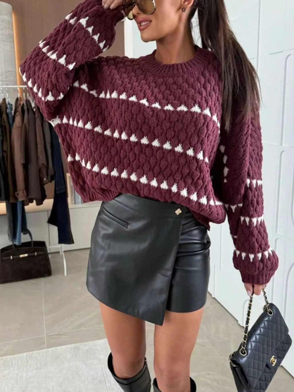 Chunky Knit Striped Sweater with Balloon Sleeves 9decf841-a15c-4970-81e7-15ba69ada16c-Max-Origin