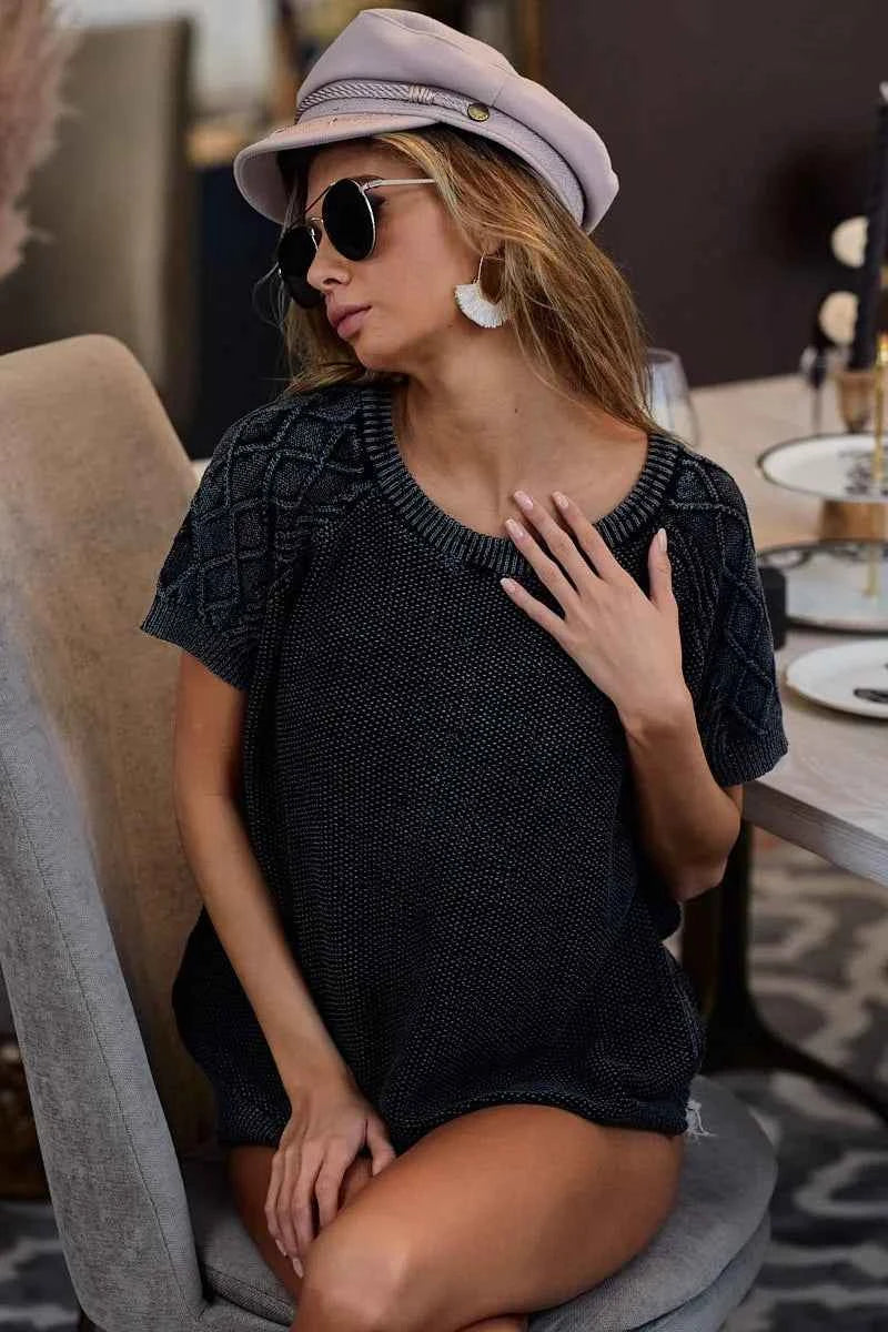 BiBi Mineral Washed Pull Over with Twist Knitted 9e1d43c2e88f49f78df02a255c64b07f-Max-Origin