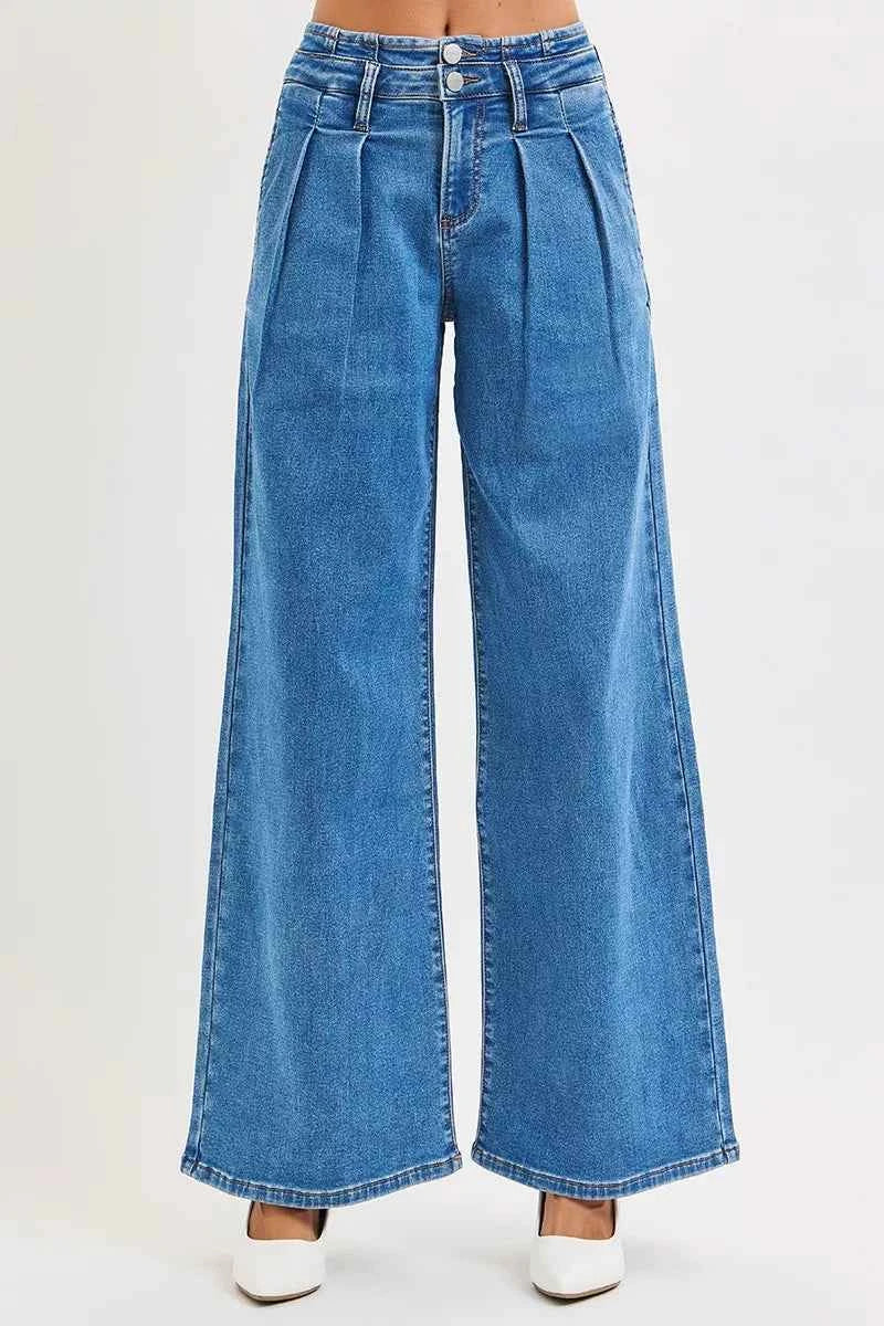 RISEN Full Size Mid Rise Fit Wide Leg with Pleated Detail Jeans Plus Size 9e2b0c2f312b4ed0a1834b23fdd05629-Max-Origin