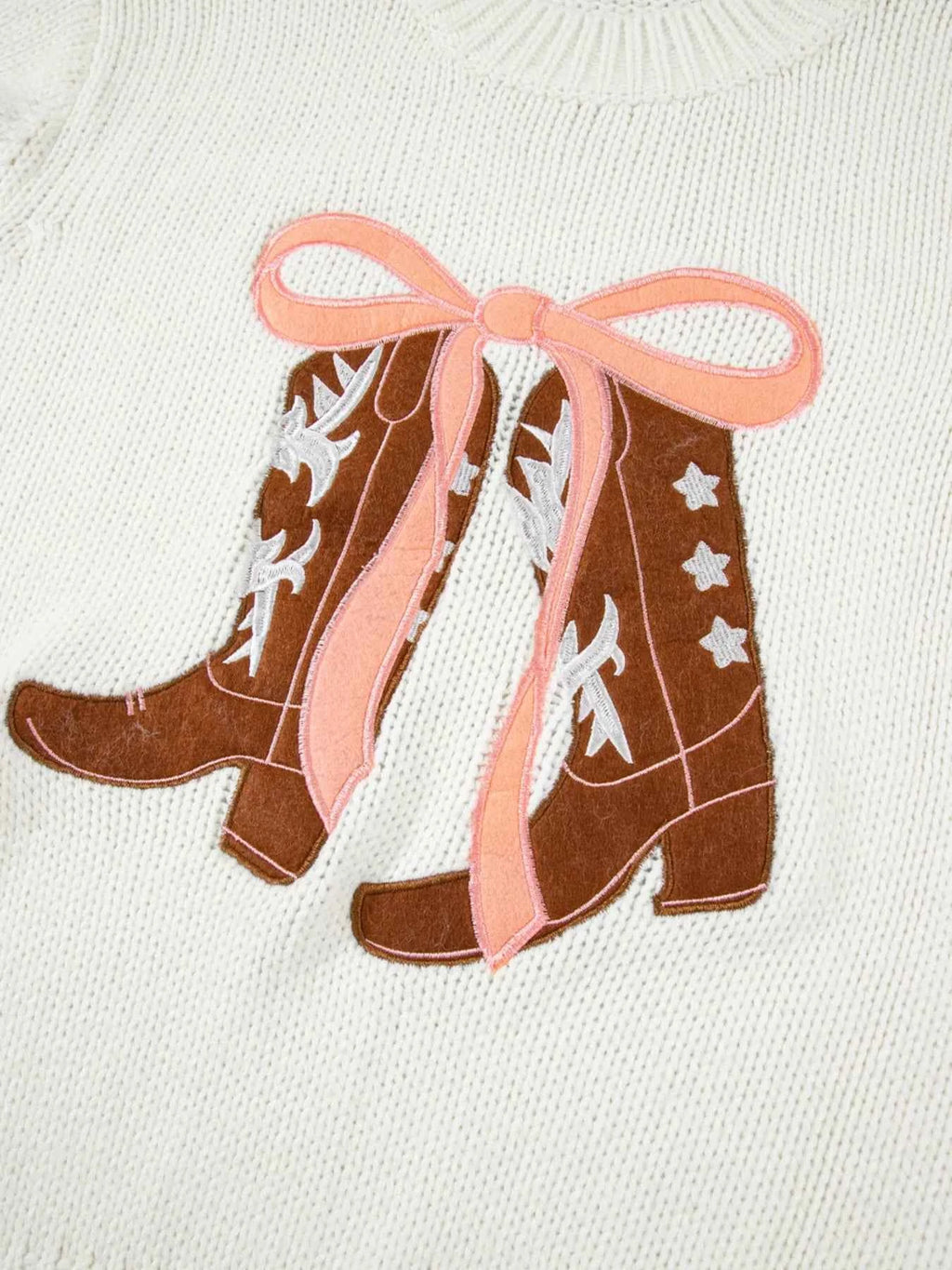 Embroidered Bow Boots Graphic Drop Shoulder Sweater 9e2f7887fac54c4a85700312c976dc6f-Max-Origin