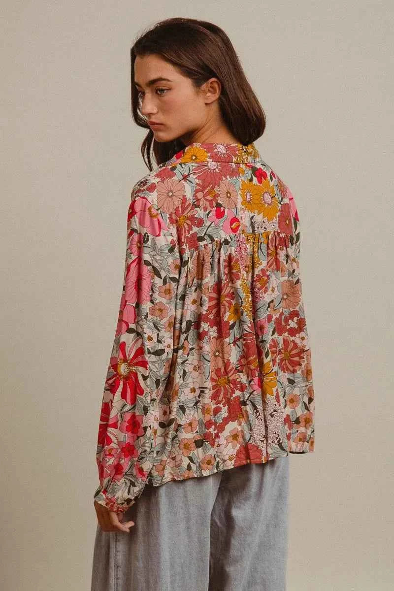 BiBi Woven Floral Printed Shirt Top 9eb3ffc9b173405088b215ab8c1f02ed-Max-Origin