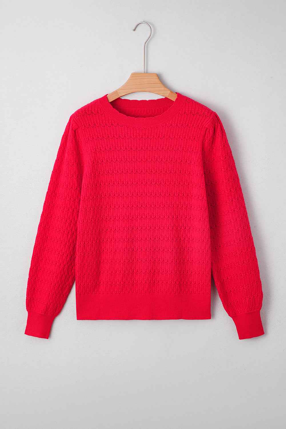 Sea Green Trendy Pattern Knit Ribbed Cuffs Crew Neck Sweater 9eb4f8765dc2ce50