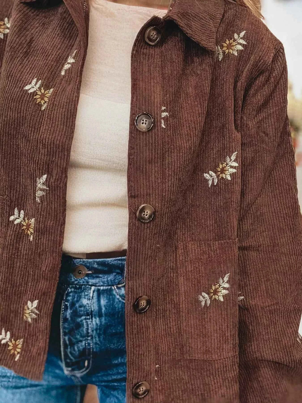 Floral Embroidered Collar Button Front Corduroy Jacket 9ebc7949e44a47cfb8f40d1a705b8ecb-Max-Origin