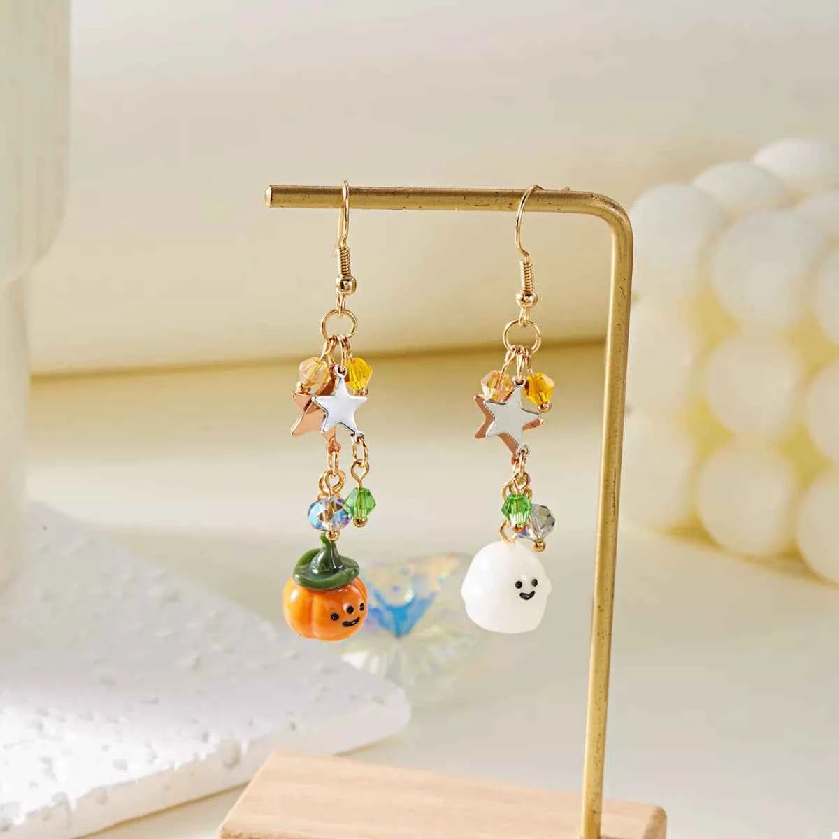 Halloween Asymmetrical Pumpkin Ghost Earrings 9ec453f9-8229-43b8-b483-95a18b5bf006-Max-Origin