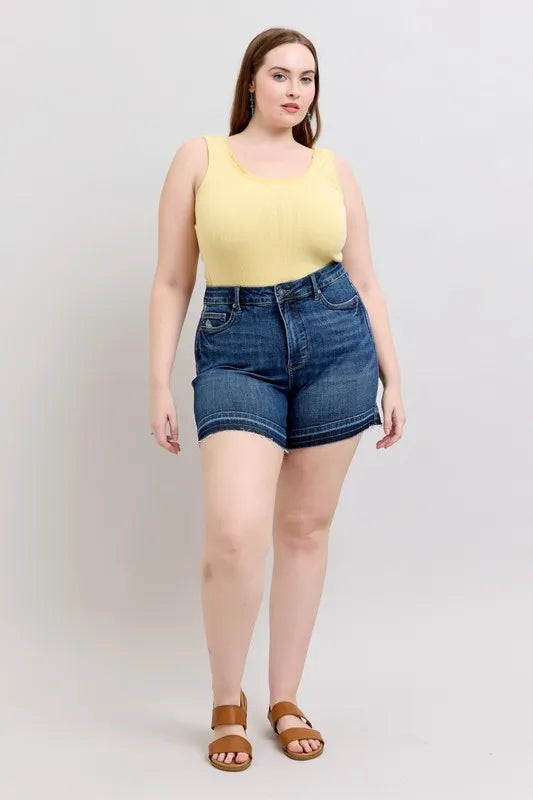 Judy Blue Full Size High Waist Tummy Control Destroy Release Hem Denim Shorts Plus Size 9eea18b4-62ef-4a15-a130-a1dd9edef73f-Max-Origin