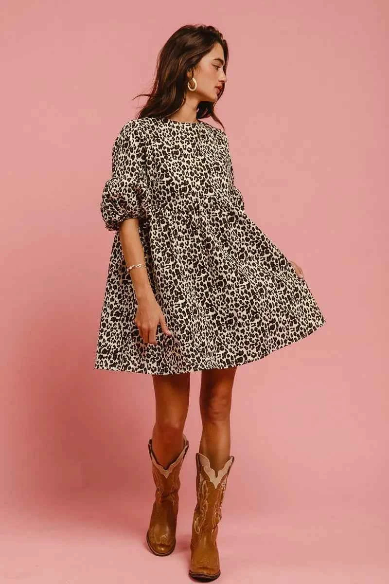 BiBi Leopard Denim Dress With Back Contrast Tie Detail 9ef1492df2f646379199147ed0710fe0-Max-Origin