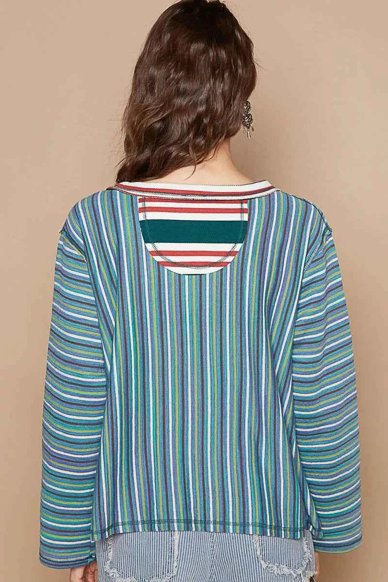 POL Color Block Striped Round Neck Long Sleeve T-Shirt 9f28d56e-7c20-4d87-bd0a-09e5d5a3bfb0-Max-Origin