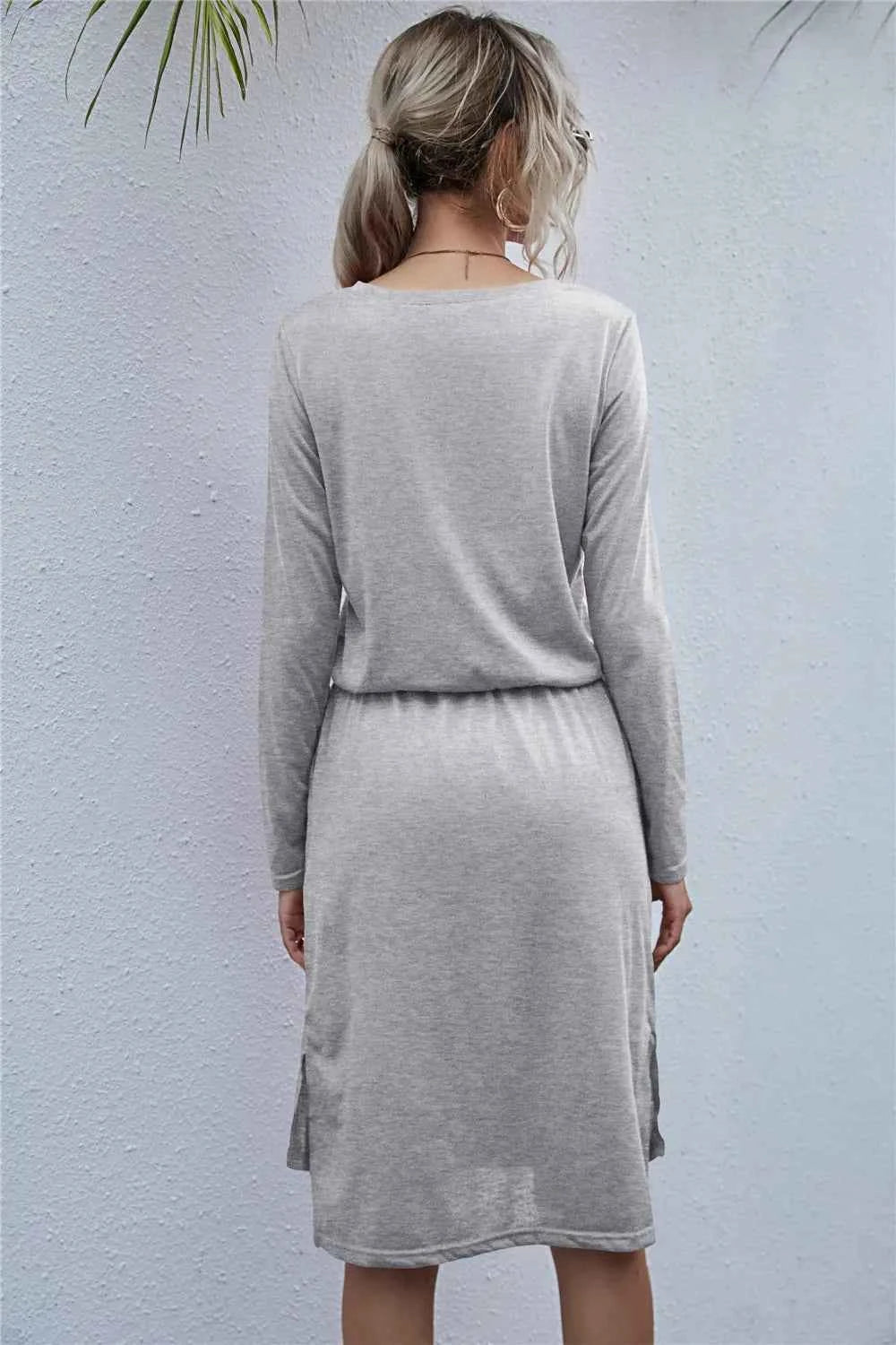 Drawstring Waist Round Neck Long Sleeve Dress 9f44426b936942f1bba2e30e2a62b139-Max