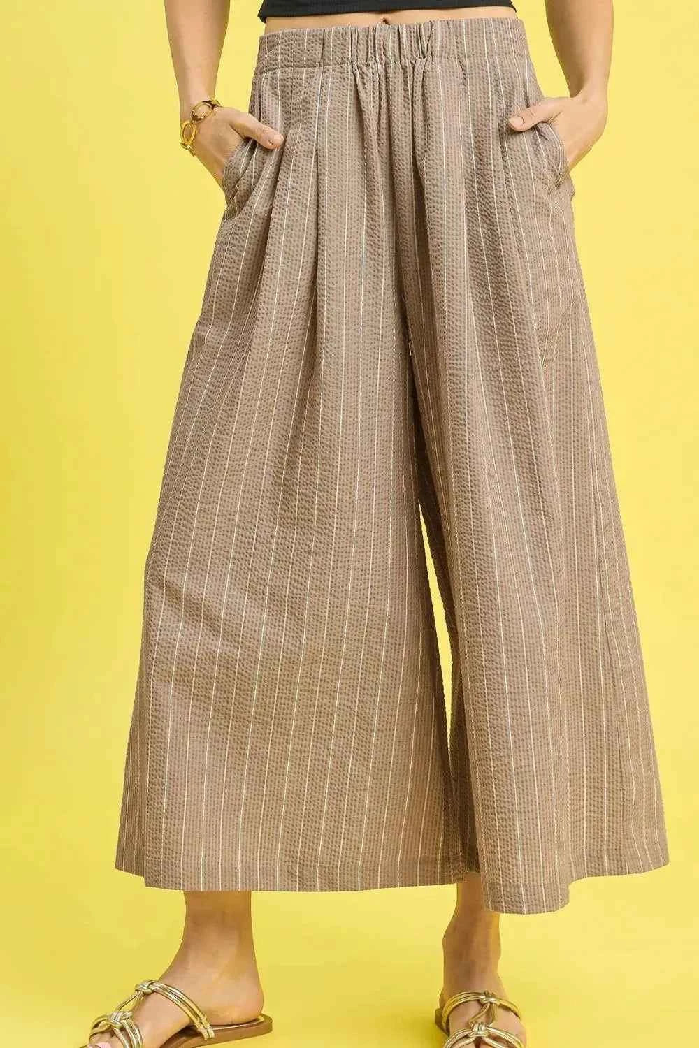 Umgee Pinstripe Crop Palazzo Pants Camel 9f560531-f73b-437b-acb2-9683d7565dcb-Max-Origin