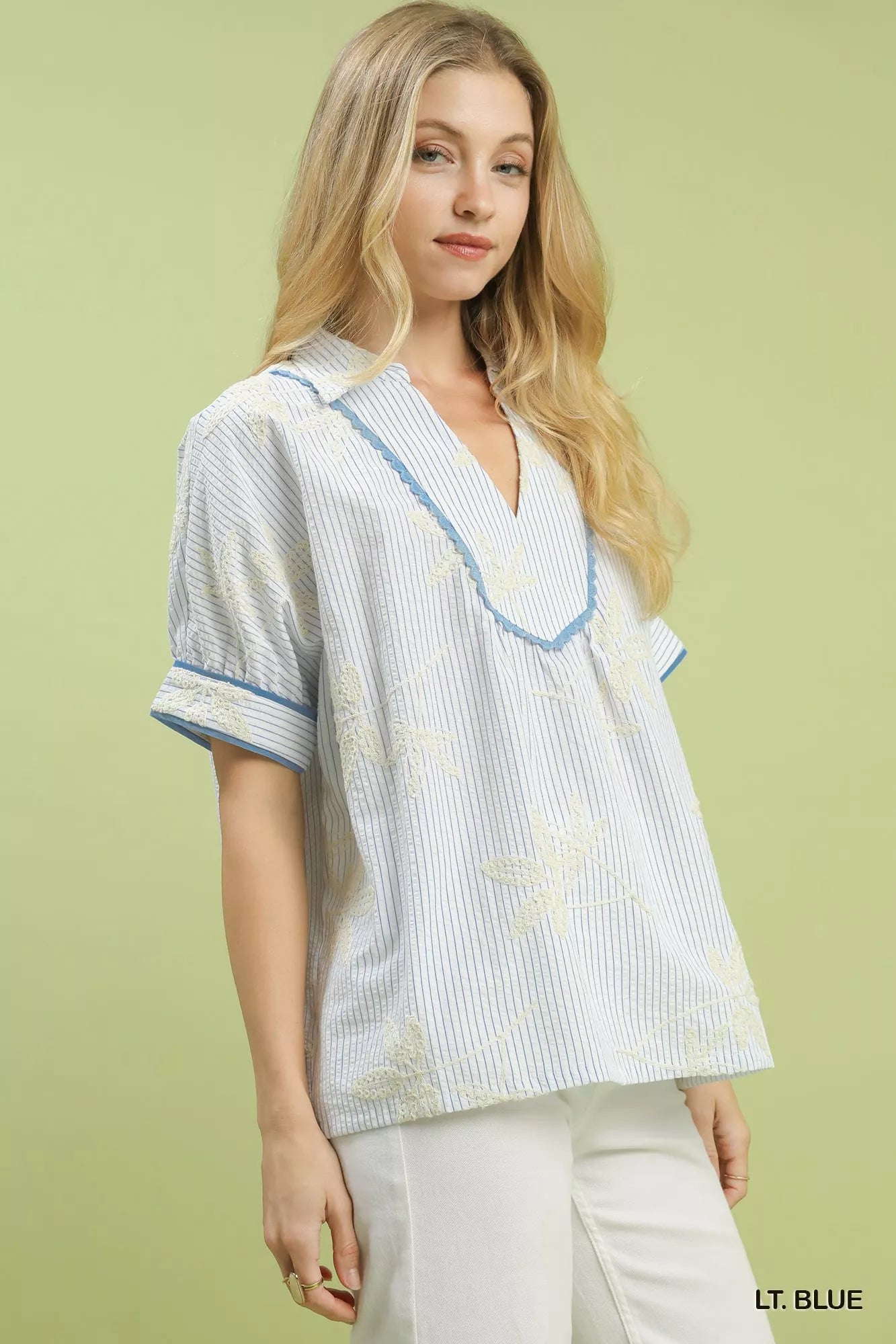 Umgee Striped Embroidered Blouse with Scallop Trim 9f5b7082-8abe-4ace-97b2-fd6475a90561-Max-Origin