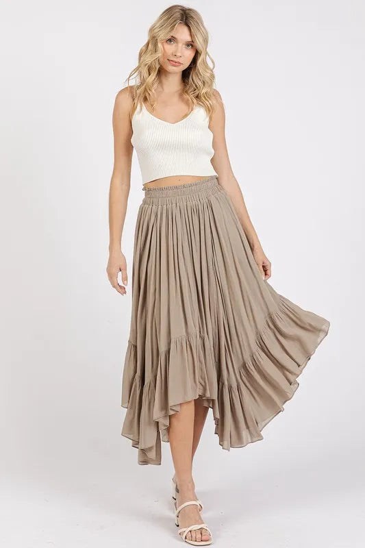 Mittoshop Handkerchief Hem Elastic Waist Pocket Midi Skirt 9f772fba-e22d-45e7-9f7d-8af17d843a66-Max