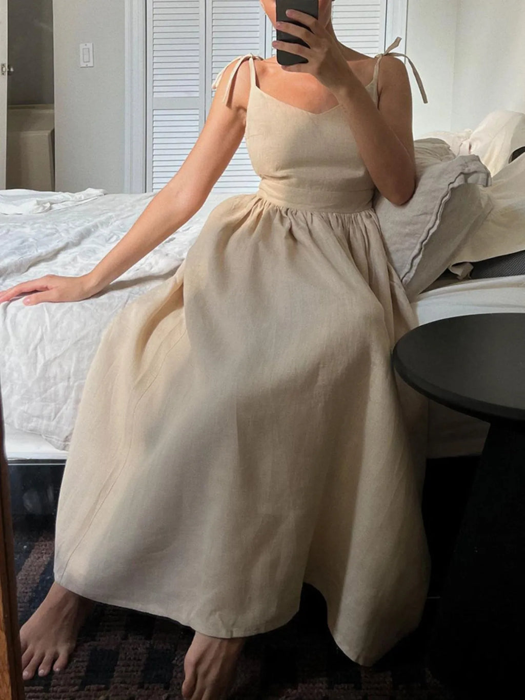 V-Neck Tie Shoulder Maxi Dress Apricot 9f951253-e2c7-4ad3-8cb8-0173bbcbb97b-Max-Origin