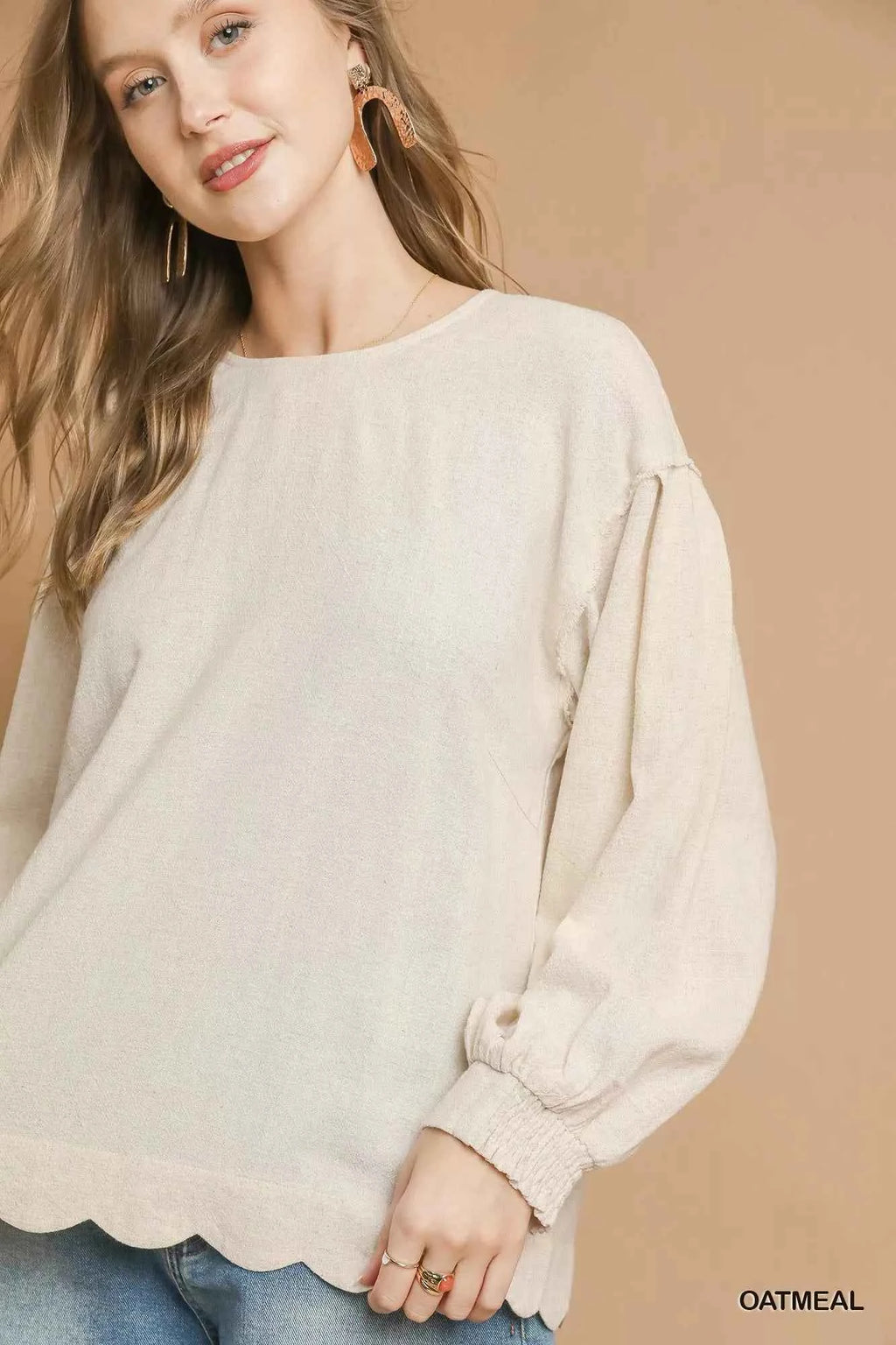 Umgee Linen Scallop Hem Long Sleeve Blouse 9fdce66c-c1da-4f06-8330-3dfa25b10917-Max-Origin