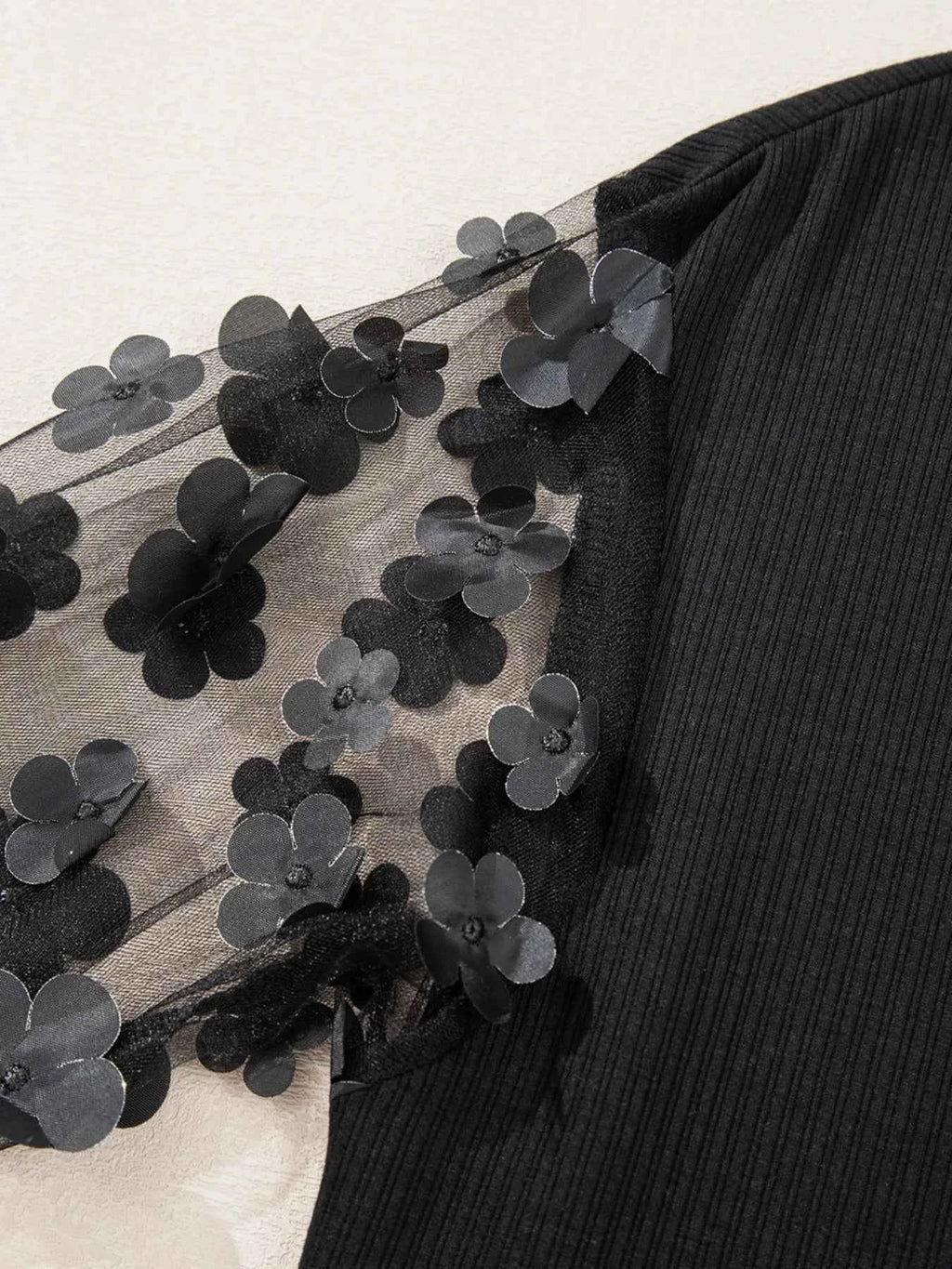 Flower Sheer Sleeve V-Neck Blouse 9fe7197a-3c91-4bac-9532-6dfaf86f167d-Max-Origin