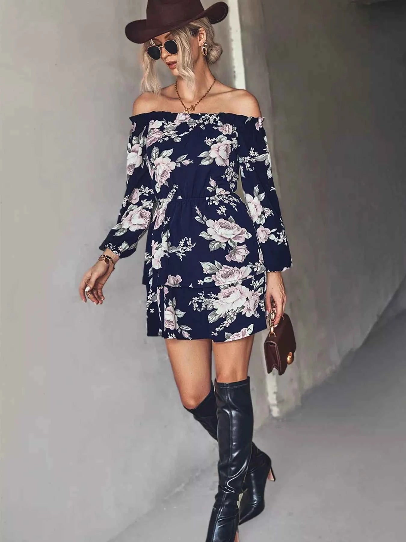 Off-Shoulder Floral Print Long Sleeve Mini Dress 9fe864d6-ee64-4259-ab73-0b0073ec94ef-Max-Origin