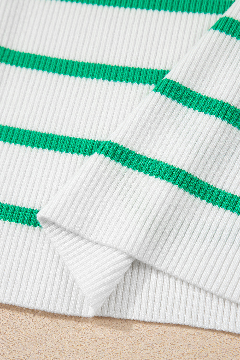 Bright Green Scalloped Edge Striped Long Sleeve Sweater 9fee9fc12e7f46f4