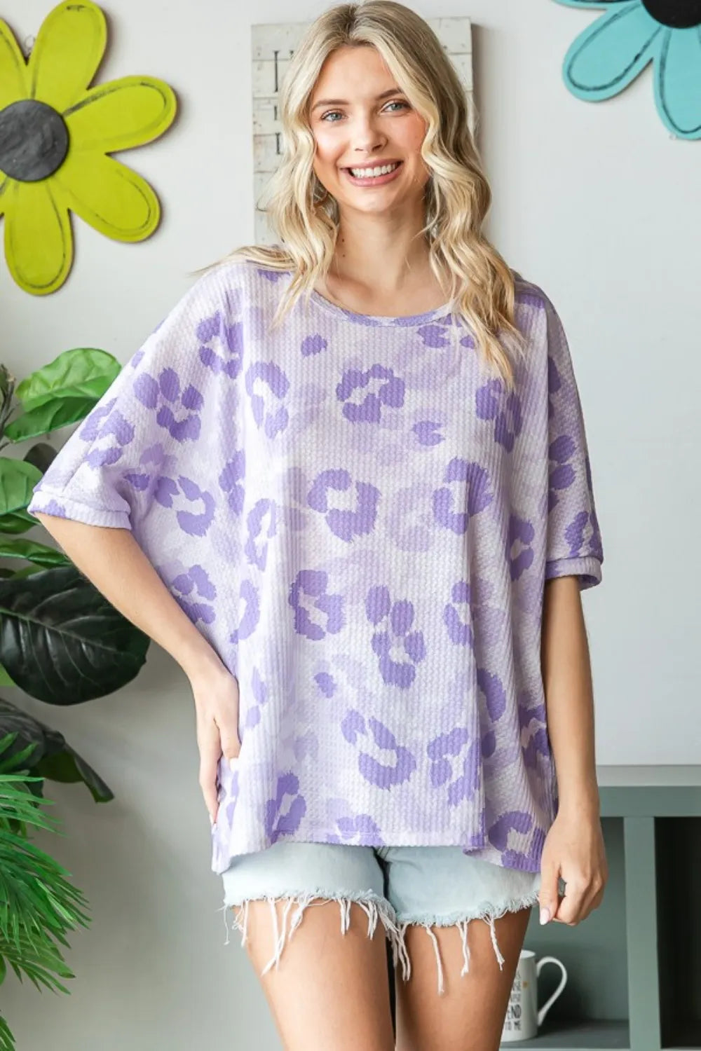 HOPELY Print Waffle Oversized T-Shirt 9feef641-8327-4845-9216-523965c6f9b6-Max