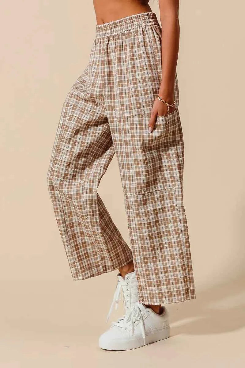 SO ME Check Plaid Wide Leg Pants with Big Patch Pockets a01f3ce81a274d26a7e43540bdc47033-Max-Origin