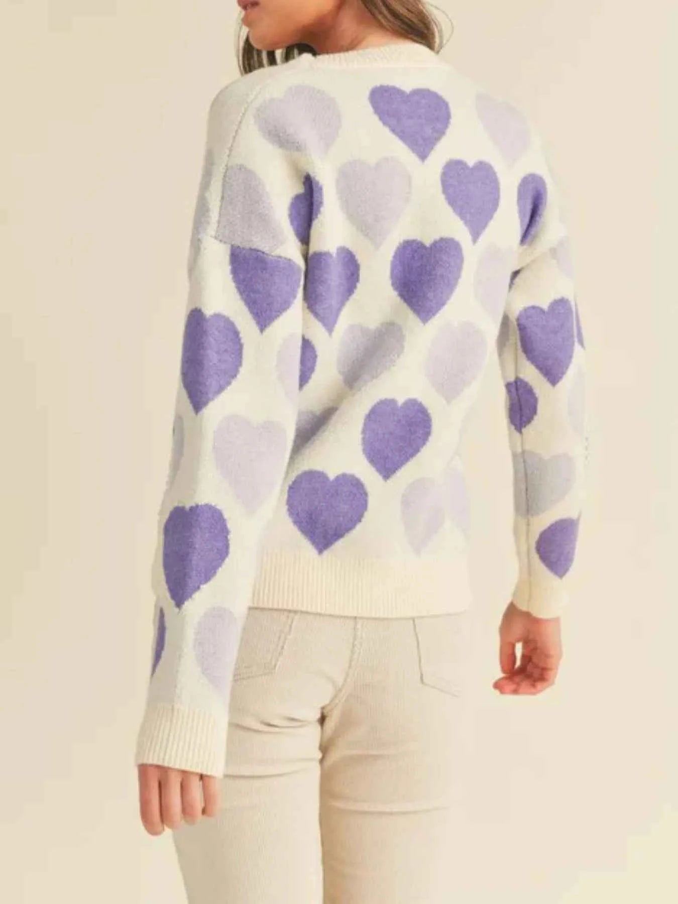 Heart Ribbed Hem Long Sleeve Sweater a037ca32-c38d-4694-9263-6c1f330b9c6c-Max-Origin