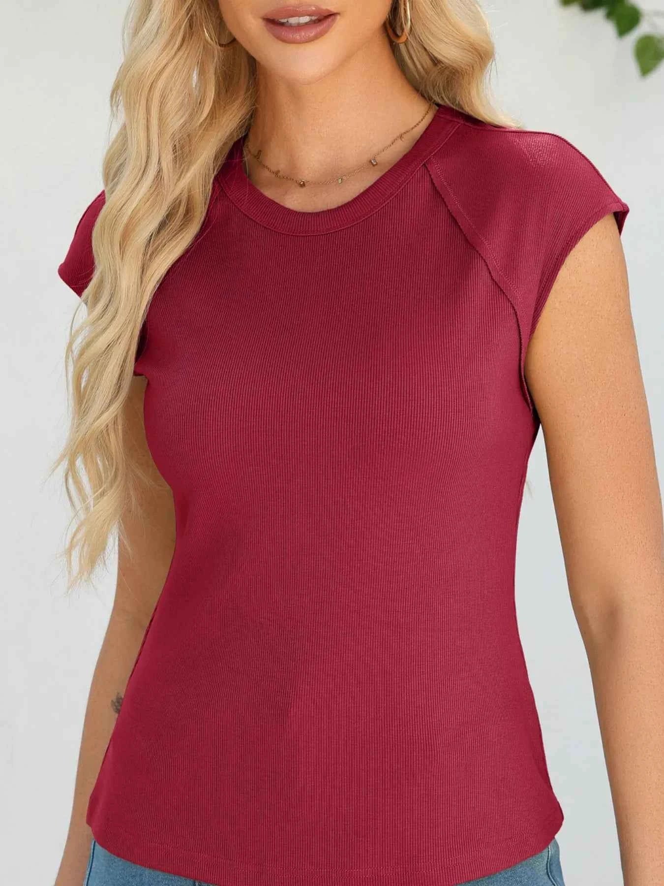 Round Neck Cap Sleeve T-Shirt a03d94f4-0cc1-4bb4-b600-09f7f11ce686-Max-Origin
