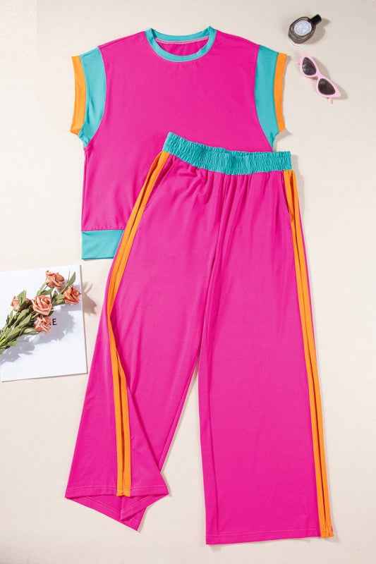 Colorblock Cap Sleeve Tee and Pants Set a05a668c-0b7b-45b4-9b04-6158c265e49a