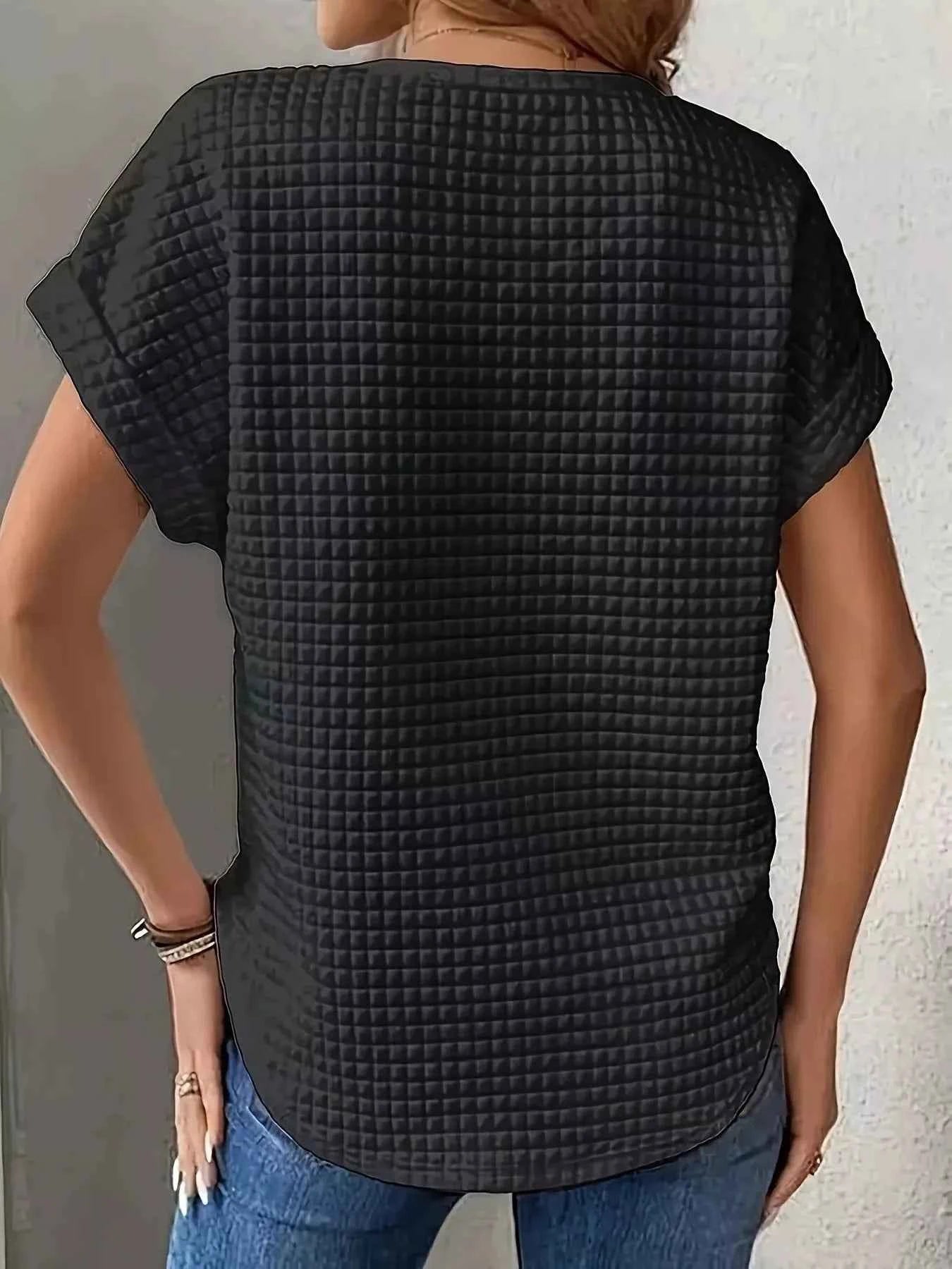 Plus Size Textured Round Neck Short Sleeve Top a063952b1bc9442f8e6de87f2cbbd008-Max-Origin