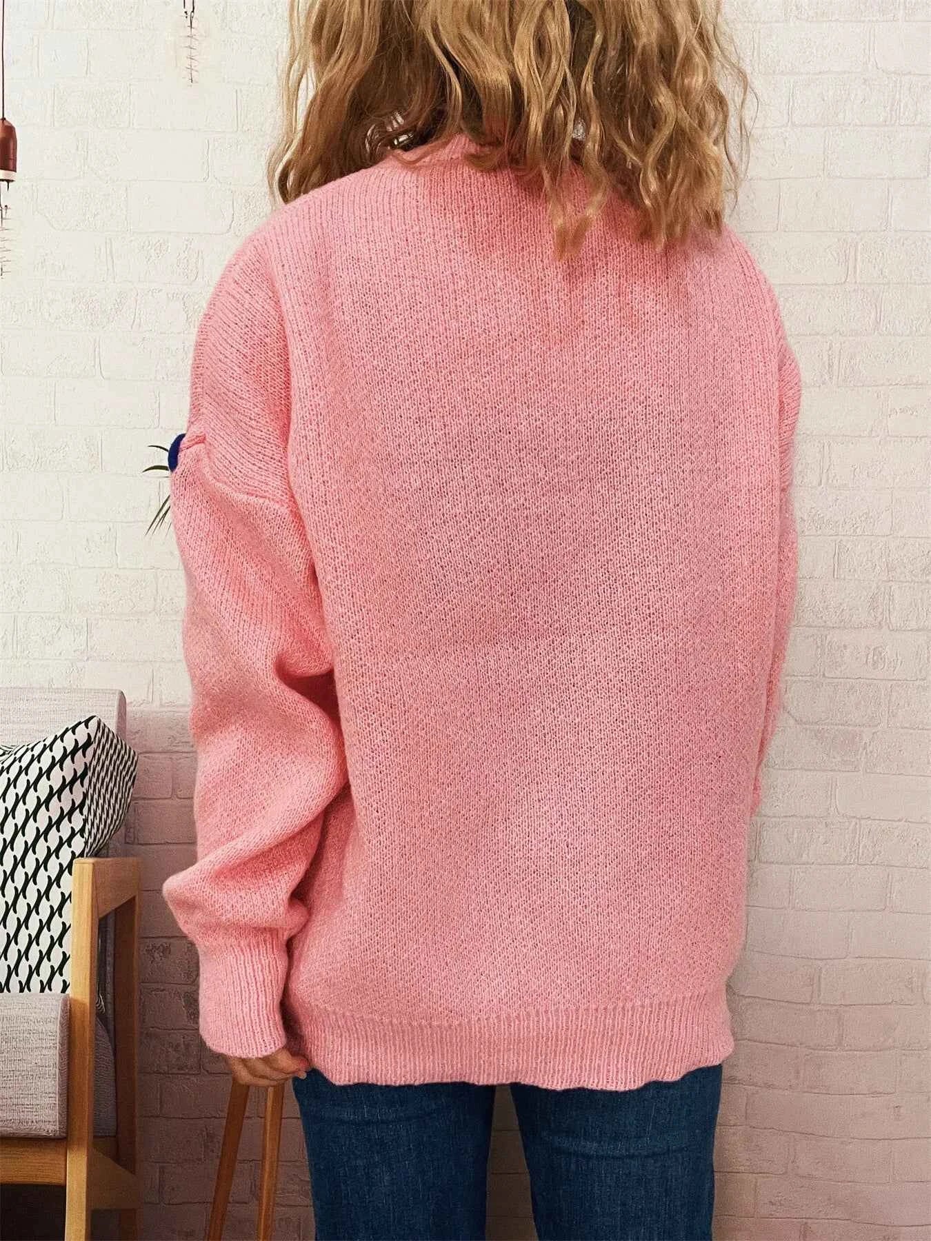 Bear Decoration Round Neck Sweater a06cd154e6bf4ecbb4399076eb83daa9-Max-Origin