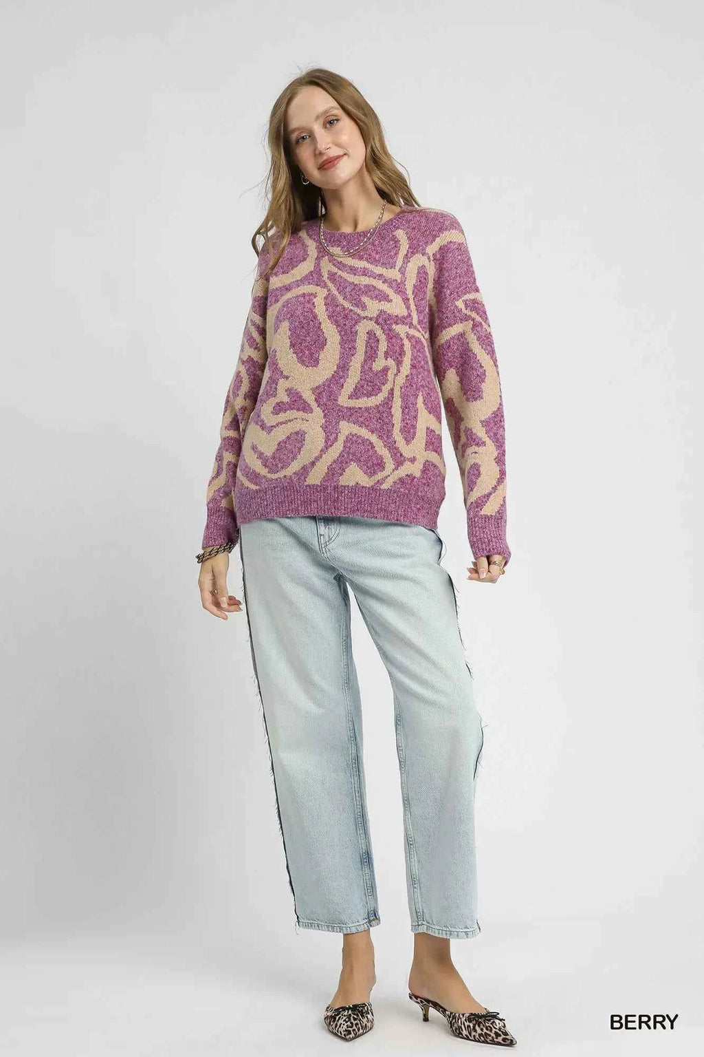 Umgee Ribbed Hem Contrast Dropped Shoulder Sweater a095a37d-45e4-4b1e-b5e0-25ddd2845e1e-Max-Origin