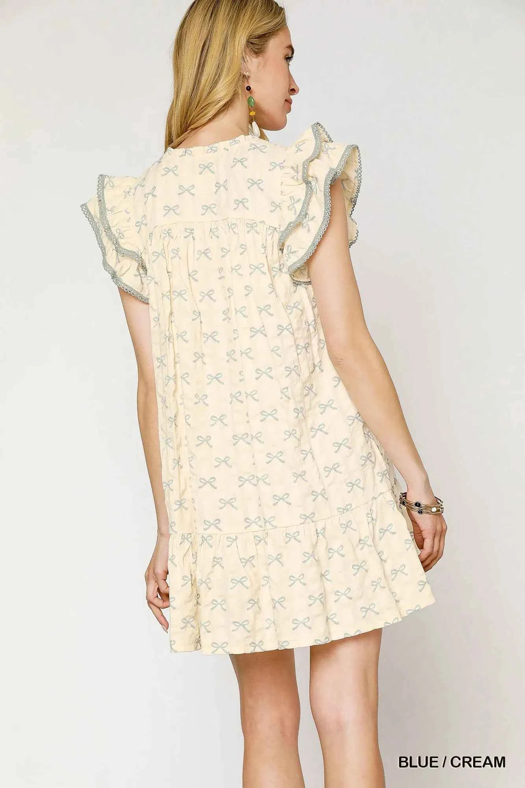 Umgee Bow Print Ruffled Cap Sleeve Mini Dress a0cb2162-2ca3-45ab-b986-dfe8968982d6-Max-Origin