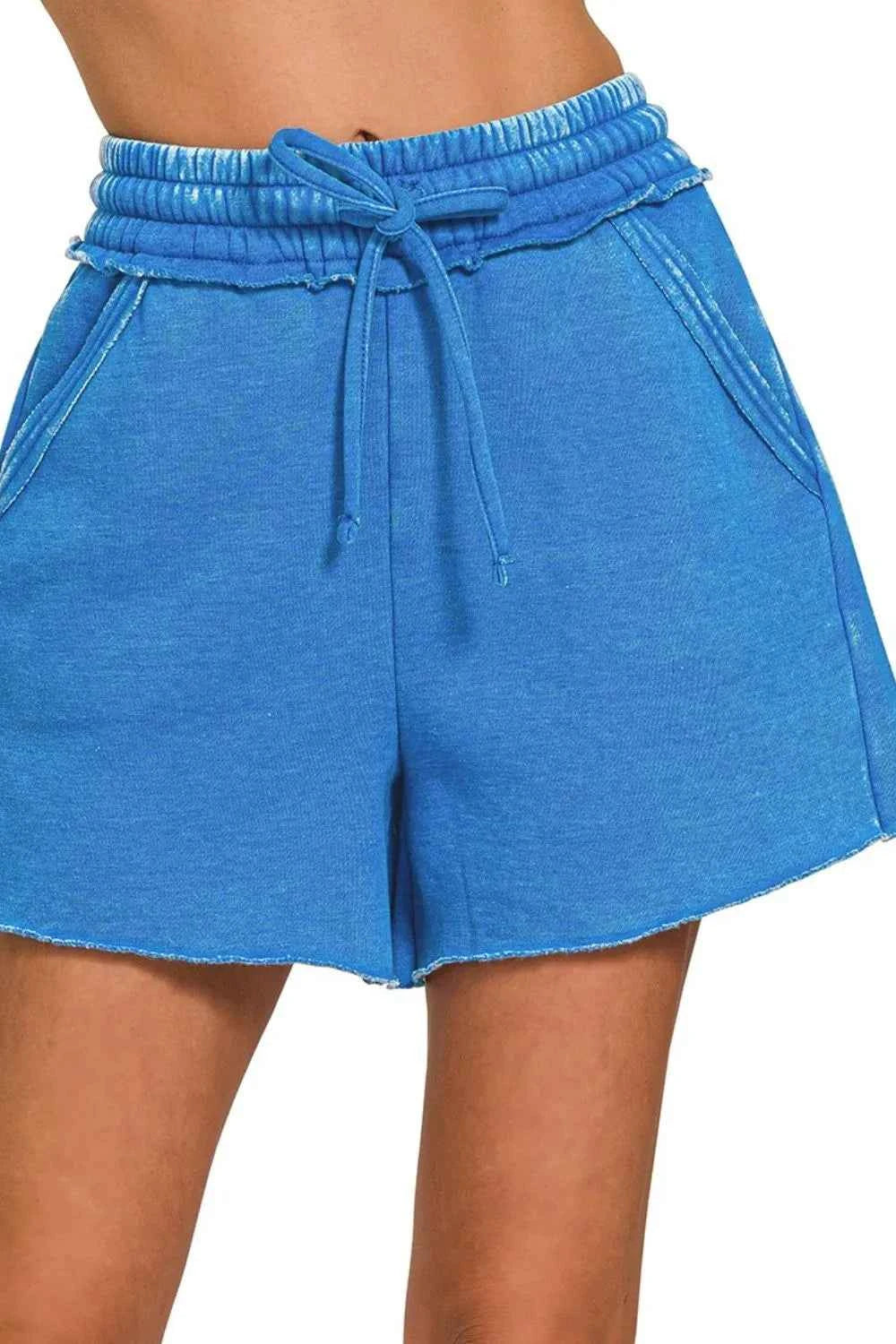 Zenana Acid Wash Fleece Drawstring Shorts With Pockets OCEAN BLUE a0e21086-004d-41e5-abb9-d6048f3f74e9-Max-Origin