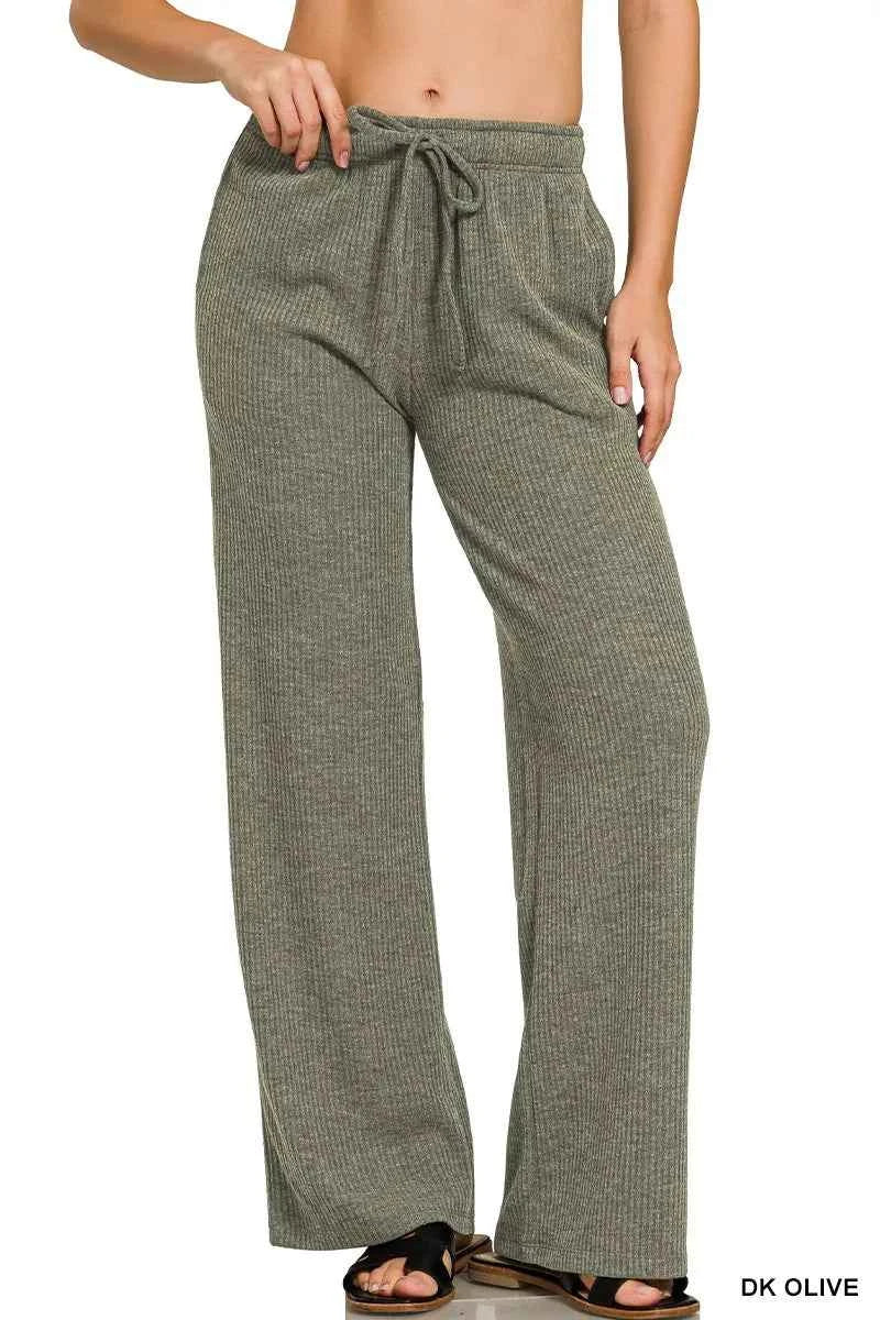 Zenana Ribbed Drawstring Lounge Pants DK OLIVE a0ef28df91ce4934898089b35cc75a36-Max-Origin