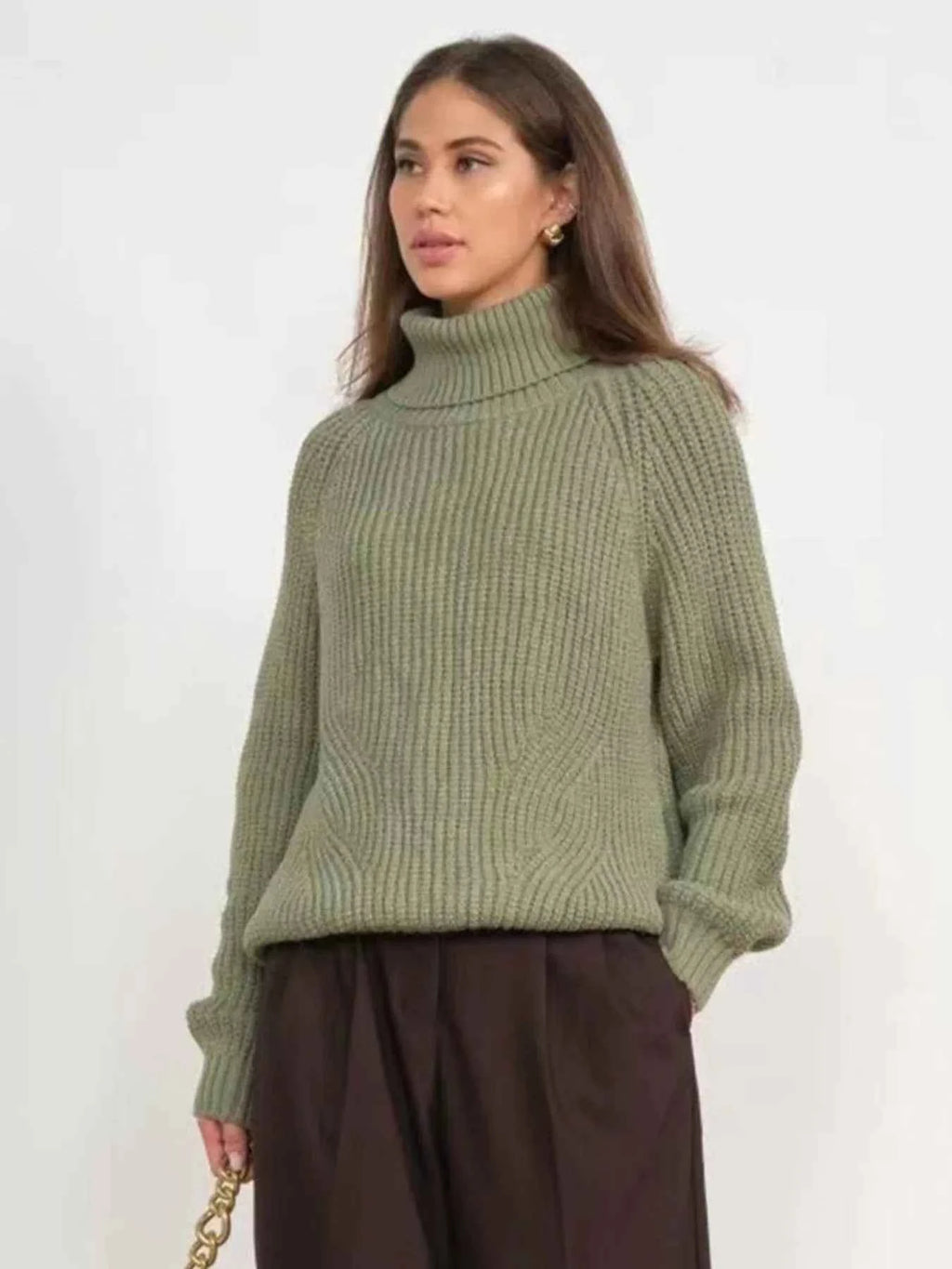 Turtleneck Long Sleeve Sweater Green a11147693c214634ba265a8227c9bb94-Max-Origin