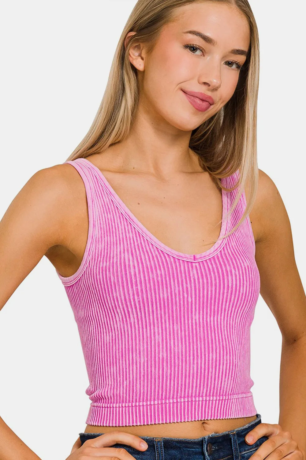 Zenana Washed Ribbed Cropped Tank BRIGHTMAUVE a11abfa9-69e5-47ef-b85c-64bebe9bf857-Max
