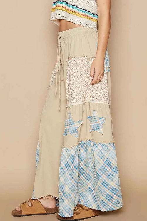 POL Drawstring Star Patch Contrast Wide Leg Pants a1473d6a-9a1e-4431-9611-03a5865c6eb4-Max-Origin