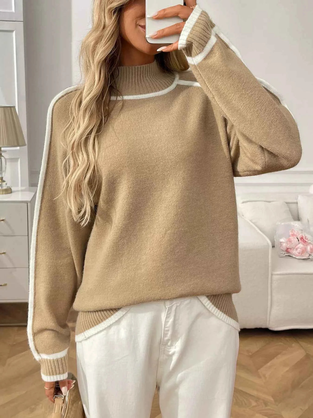 Contrast Trim Turtleneck Long Sleeve Sweater a165a84d6afb4d9d8a37ae6196398f85-Max-Origin