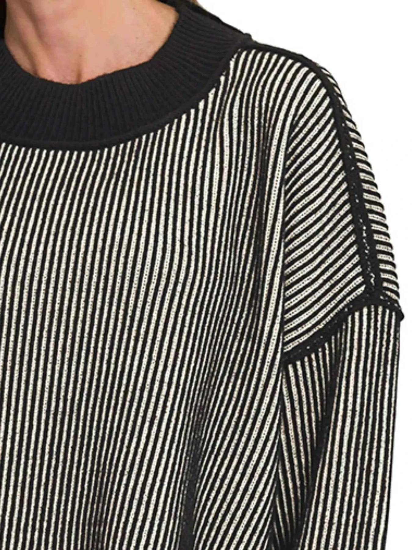 Zenana Ribbed Exposed Seam Two Tone Sweater a16ebff9-3bdc-4a77-a210-32a0c02531c4-Max-Origin