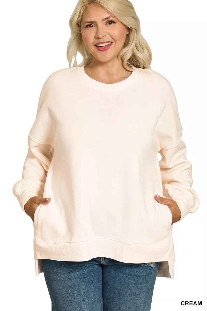 Zenana Full Size Fleece Hi-low Boyfriend Sweatshirts with Pockets Plus Size a17c580a-f9ce-4777-9d76-98622a7fbf31-Max-Origin
