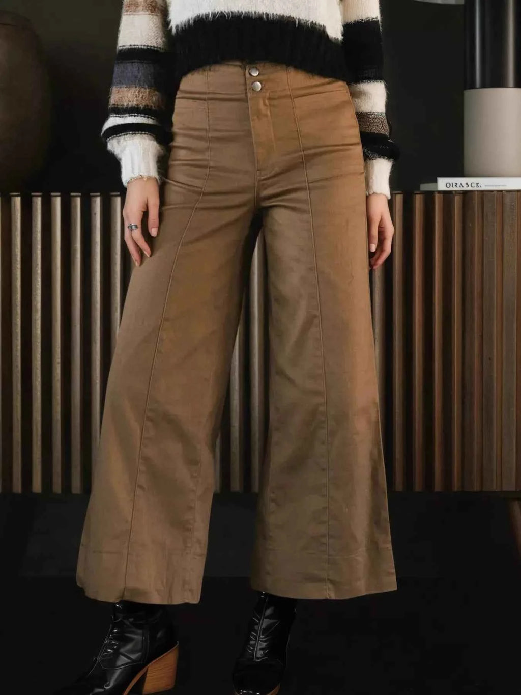 High-Waisted Wide Leg Cropped Pants Coffee Brown a1922a4630f54b56b154d0553696c86f-Max-Origin