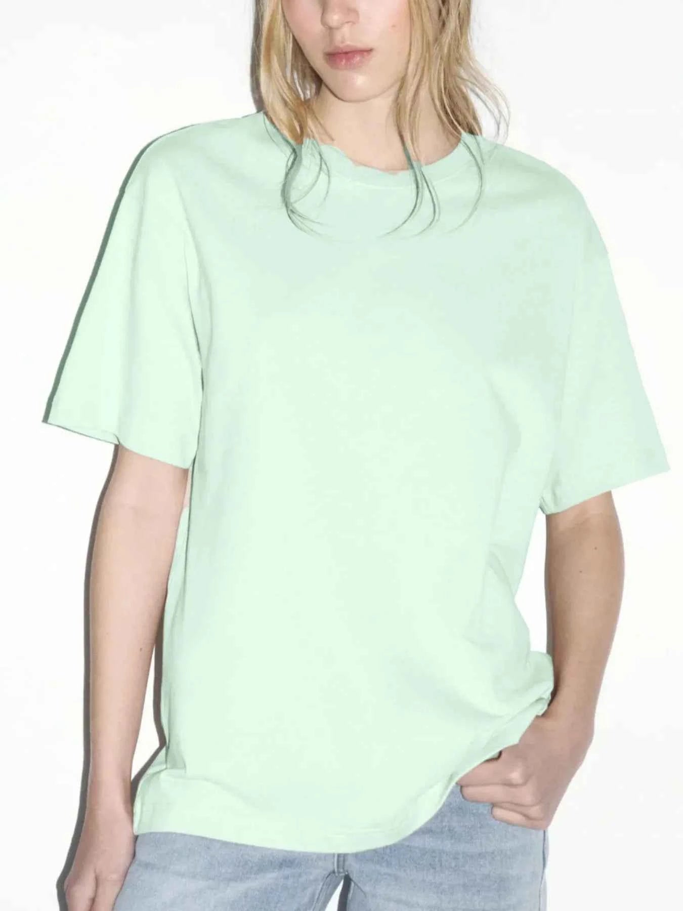 Plus Size Oversized Round Neck Short Sleeve T-Shirt Light Green a199dae8-bdf6-4100-bf82-c8429afb60e4-Max-Origin