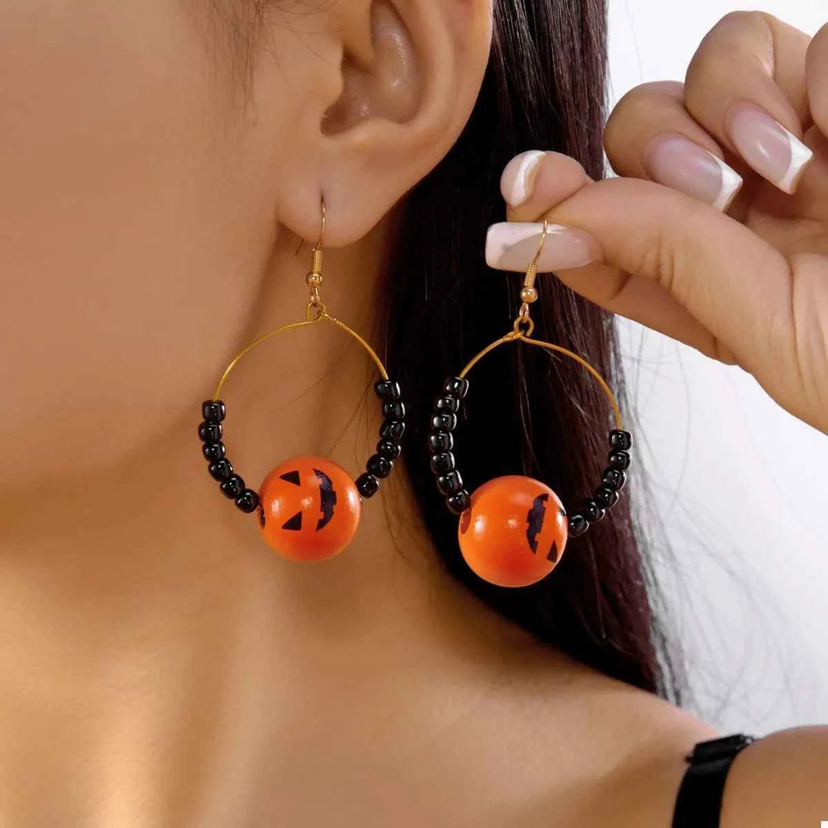 18K Gold-Plated Halloween Bead Earrings Orange One Size a1a32641-b0cf-40b7-b1d7-f66c8f57e77a-Max-Origin