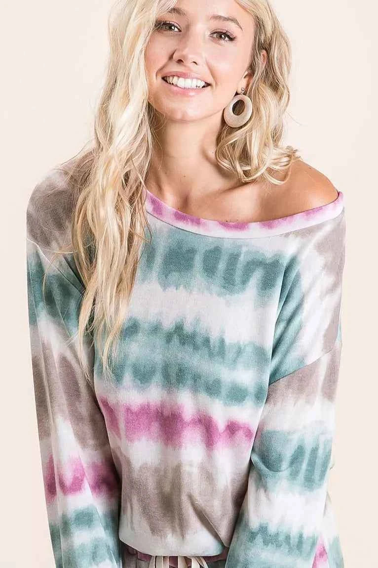 BiBi Tie Dye Print Terry Sweatshirt JADE FUCHSIA TAUPE a1ba72c5da574608bd55dafe4b8620d0-Max-Origin