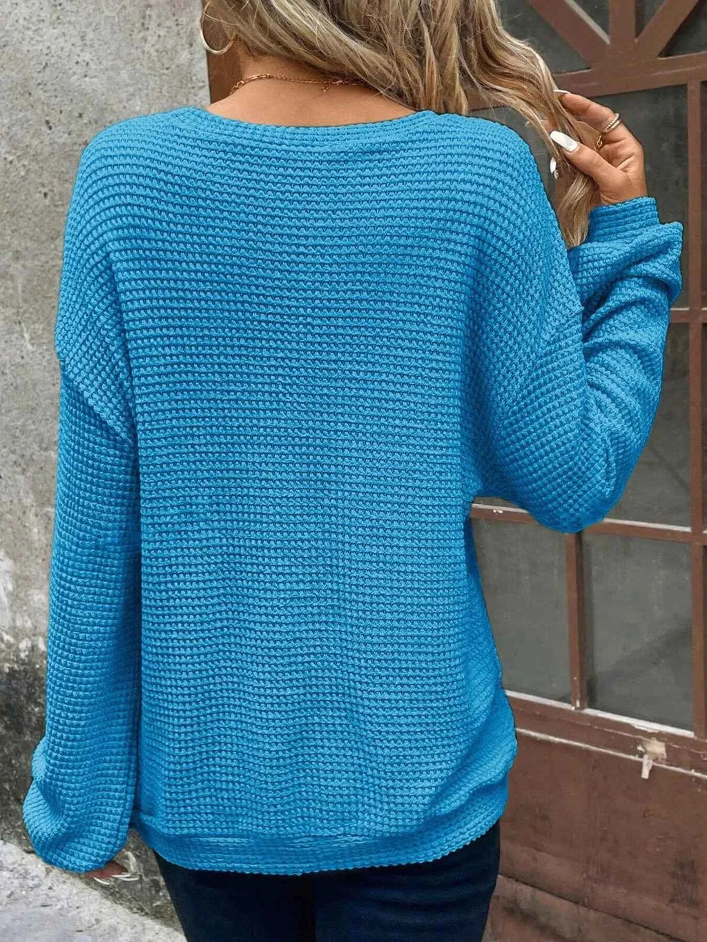 Plus Size Relaxed Fit Waffle Knit Round Neck T-Shirt a1beb8dd390945418748caadf2c927b6-Max-Origin