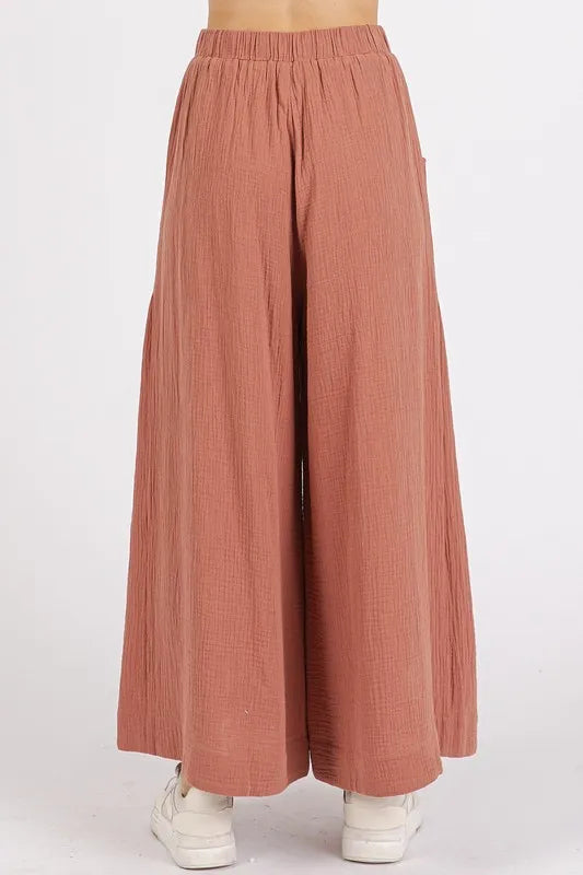 Mittoshop Gauze Elastic Waist Pleated Wide Leg Pants a1c7a231-53fd-4725-9bbb-00192d44c639-Max