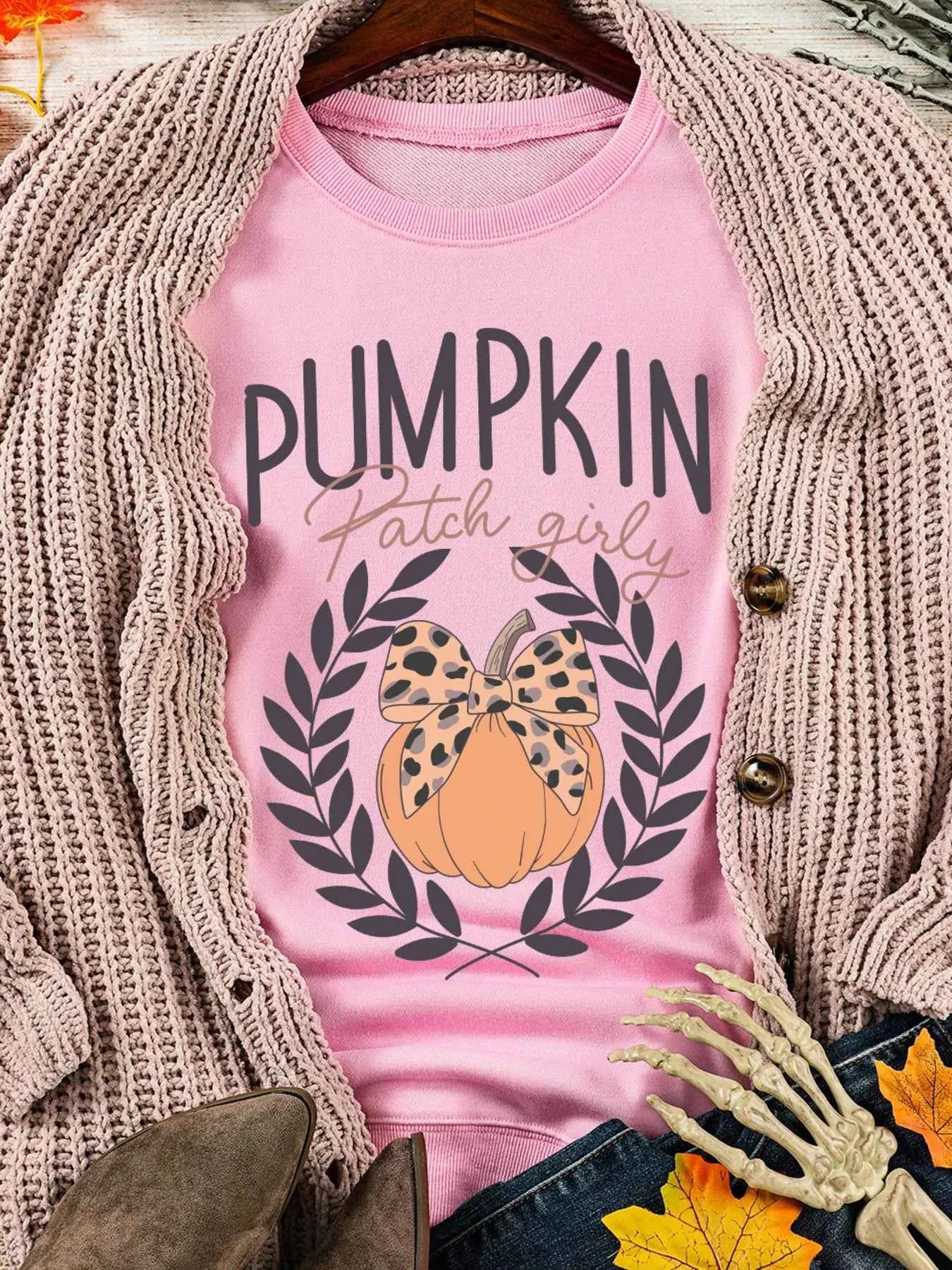 Halloween Leopard Bowknot Pumpkin Graphic Sweatshirt a1e5a2cd958747dea964570d0806d004-Max-Origin