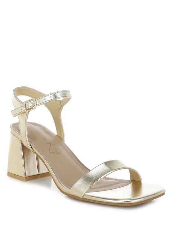 Kazara Metallic Faux Leather Block Heels Gold a1fbe113-9321-4e98-b27a-d8539f381ce9