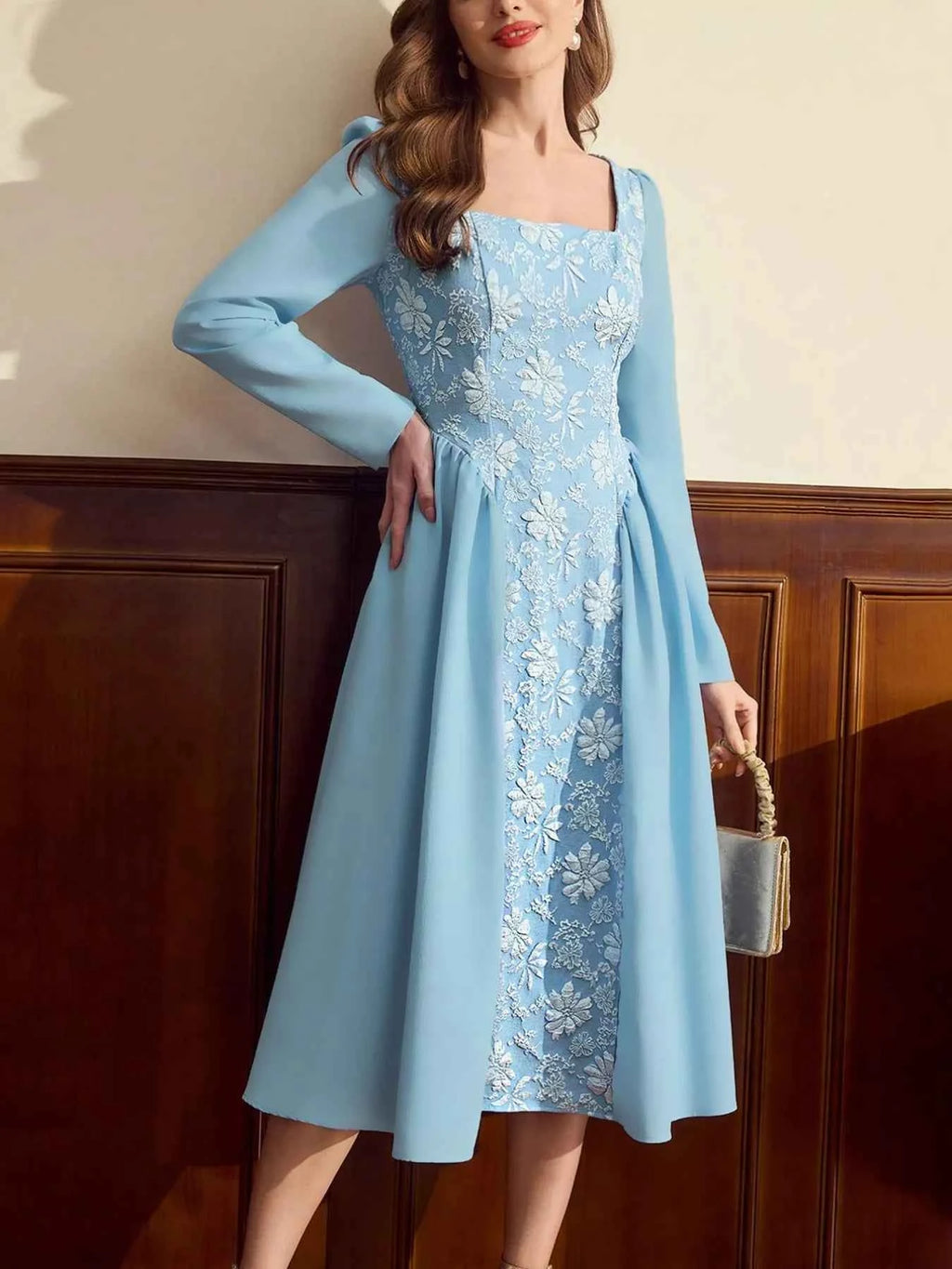 Floral Embroidered Long Sleeve A-Line Dress a21da888-1c4e-48d9-a5b0-863dfc2645ec-Max-Origin